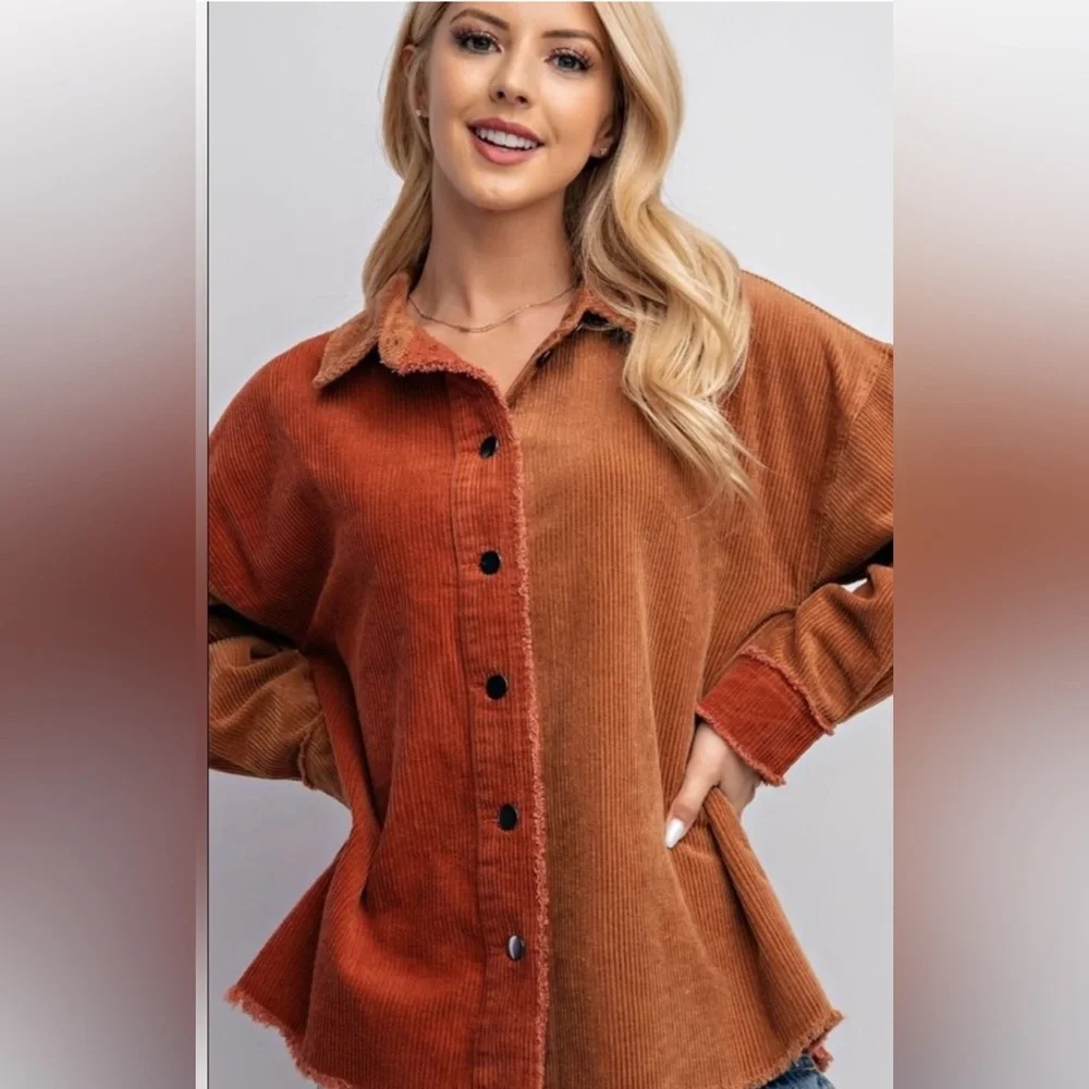 NWT Easel Color Block Corduroy Jacket - Picture 2 of 5